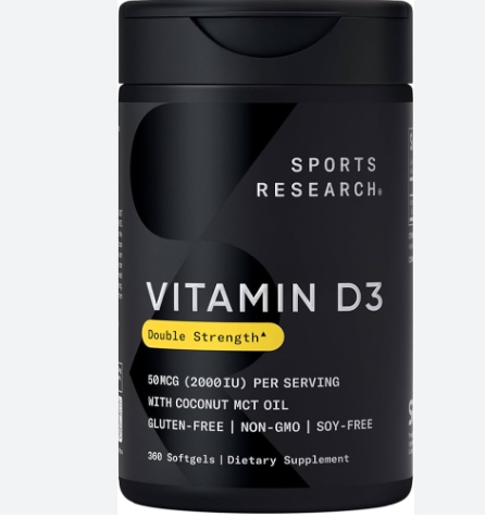 SPORTS RESEARCH VITAMIN D3 DOUBLE STRENGTH 360V -03/2029