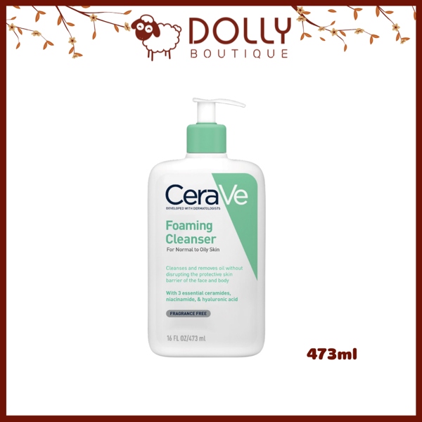 Sữa Rửa Mặt CeraVe Foaming Facial Cleanser 473ml Cho Da Dầu, Da Mụn, Da Hỗn Hợp