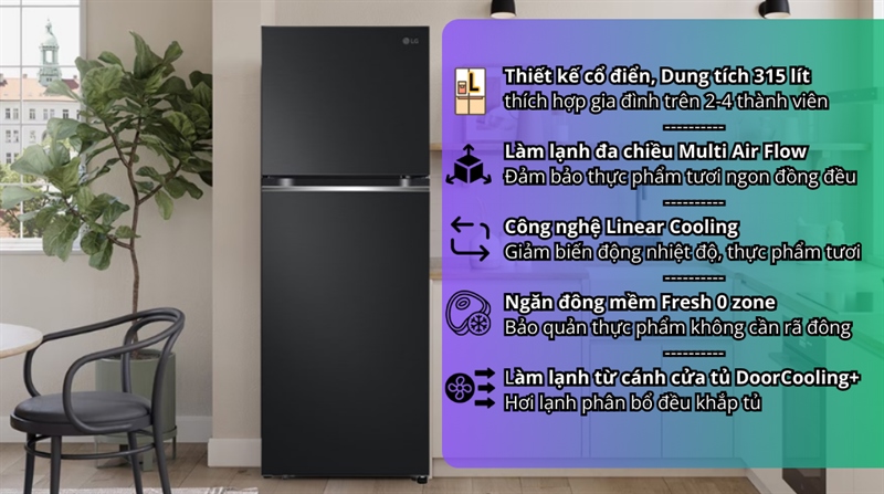Tủ lạnh LG Inverter 315 lít LTB31BLM - Indonesia