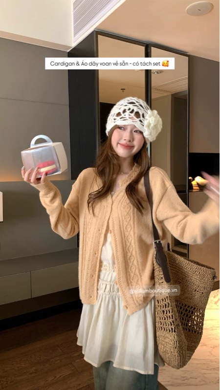Áo khoác cardigan len hoạ tiết ren 63061