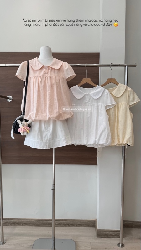 Áo sơ mi chấm bi dáng bí 80428