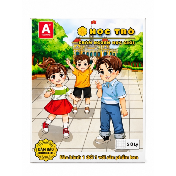 Tập học sinh 200 trang 80gsm Thành Đạt Hoa Học Trò 5 ô ly 155 × 205 mm