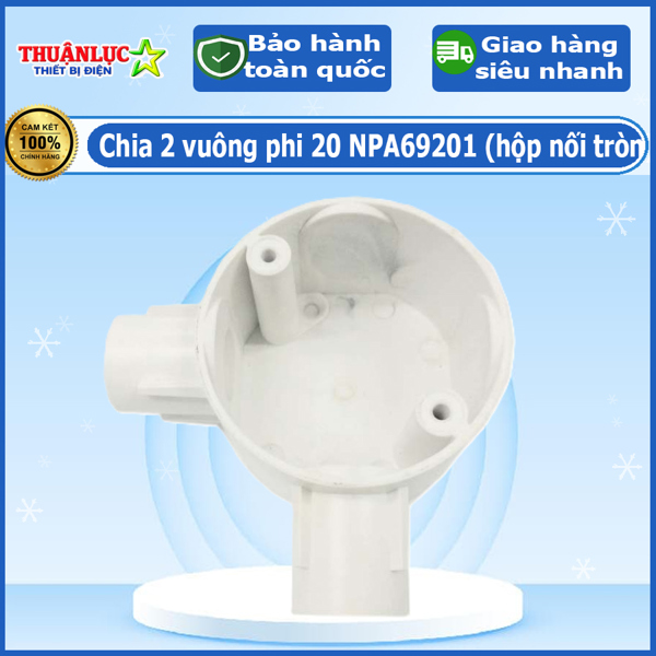Chia 2 vuông phi 20 NPA69201 (hộp nối tròn)