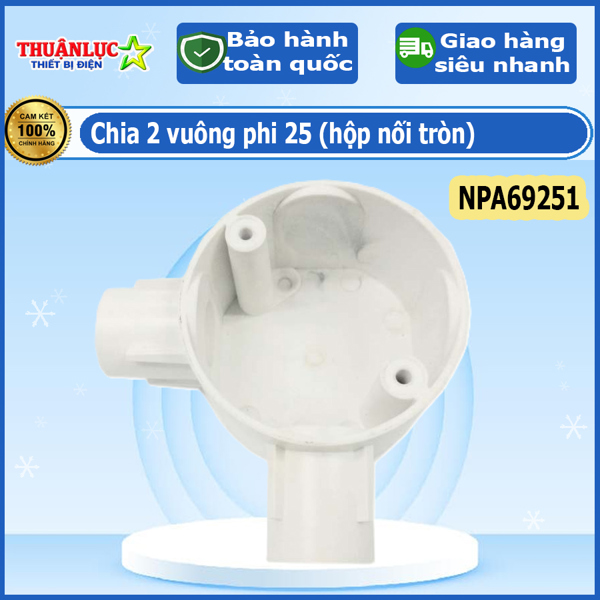 Chia 2 vuông phi 25 NPA69251 (hộp nối tròn)