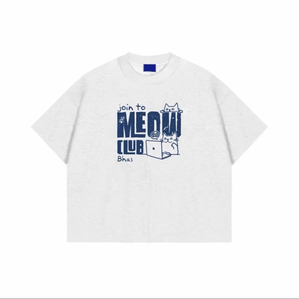 TEE BUENAS® MEOW CLUB BOXY TEE / JM08 - TRẮNG