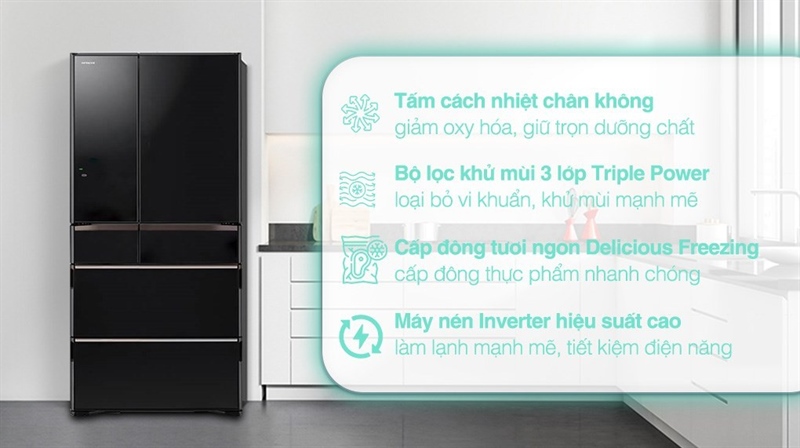 Tủ lạnh Hitachi Inverter 615 lít Multi Door R-WX620KV - Nhật Bản