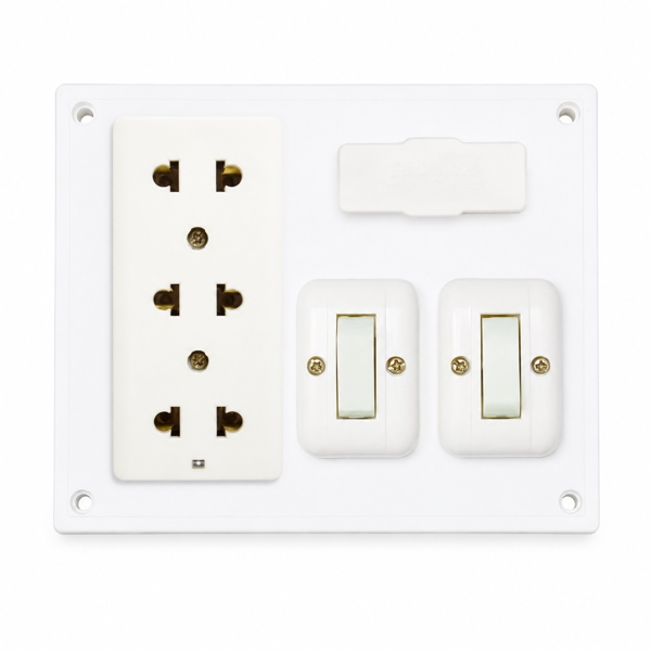 Bảng điện Sopoka BN2E 3 lỗ cắm dọc 2 công tắc
