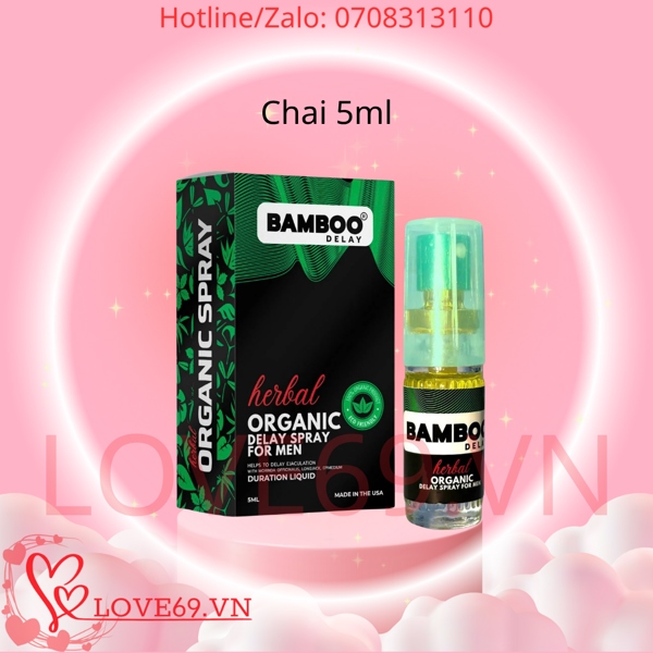 Chai Xịt Kéo Dài Thời Gian Bamboo Herbal Organic Spray - Chai 5ml, Chính Hãng USA