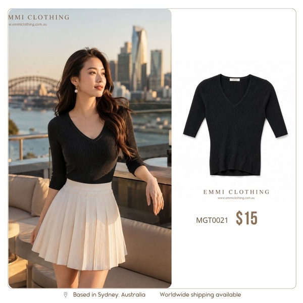 Black Fitted Knit Top