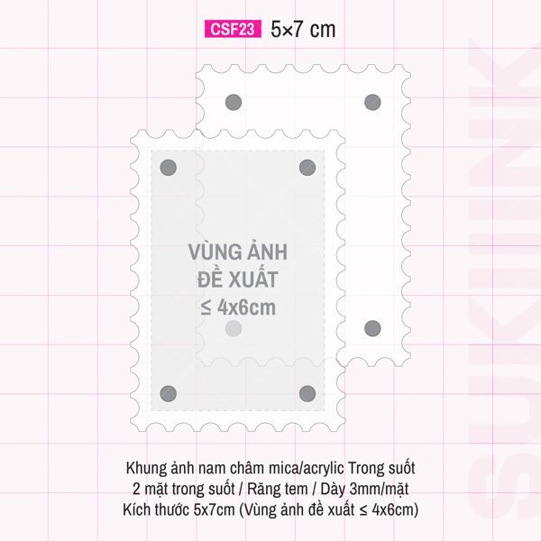 [Răng Tem] Khung Ảnh Nam Châm Mica/Acrylic - Trang Trí, Quà Tặng, Quà Lưu Niệm, Cá Nhân Hoá / Nhiều Màu - Nhiều Kích Thước / Dày 6mm