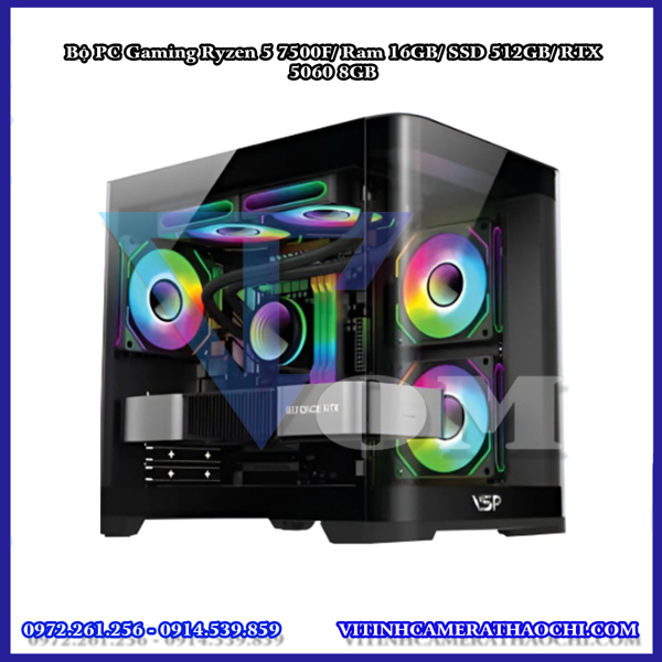 Bộ PC Gaming Ryzen 5 7500F/ Ram 16GB/ SSD 512GB/ RTX 5060 8GB