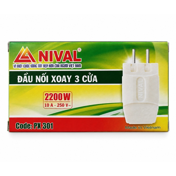 Đầu nối xoay 3 cửa NIVAL PX301 10A 250V 2200W
