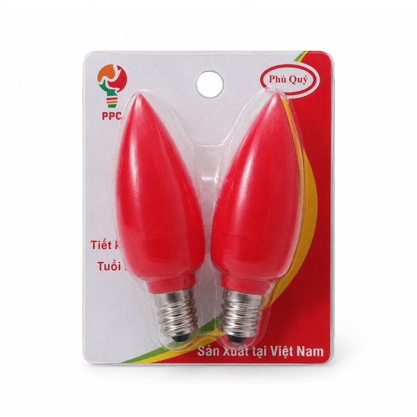 Bóng ớt LED E12 Phú Quý màu đỏ
