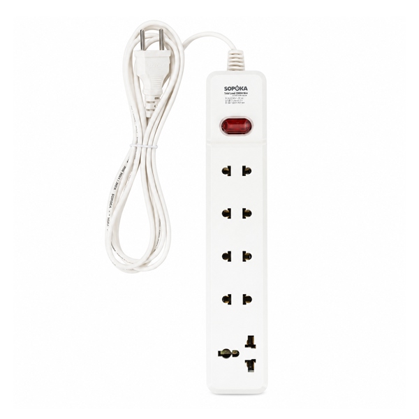 Ổ cắm 5 cửa lõi sứ chống cháy Sopoka 5M2-3 dây 2m5 2200W