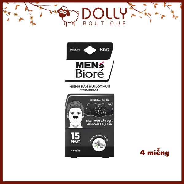 Miếng Dán Mũi Lột Mụn Than Hoạt Tính Cho Nam Bioré 4 Miếng