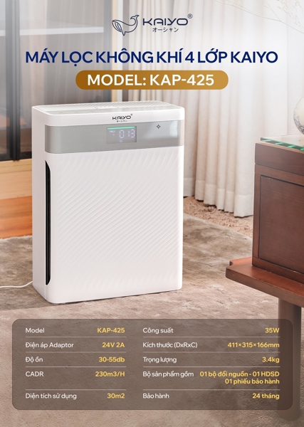Máy lọc không khí 4 lớp Kaiyo, model KAP-425 (T3)