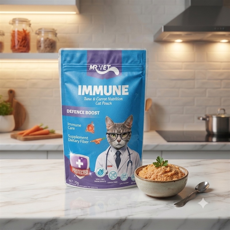 Pate Mr.Vet Immune tăng đề kháng vị Cá ngừ & Cà rốt 70g