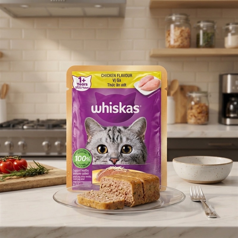 Pate Whiskas Adult mèo lớn vị Gà 80g