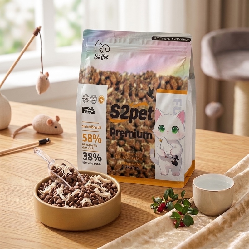 Hạt mèo S2Pet Premium mọi lứa tuổi mix Ruốc bồ câu 1kg