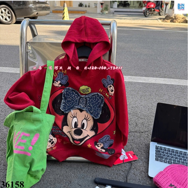 36158 Áo hoodie đỏ Mickey tim
