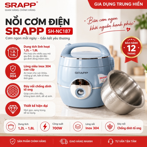 Nồi cơm điện SRAPP SH-NC187