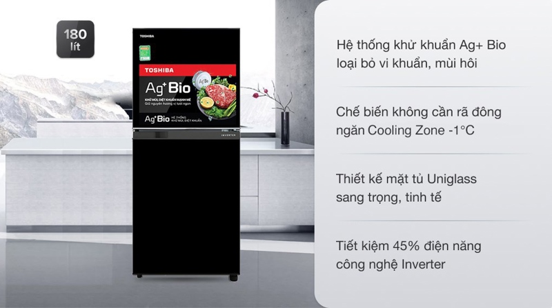 Tủ lạnh Toshiba Inverter 180 lít GR-B22VU UKG - Thái Lan