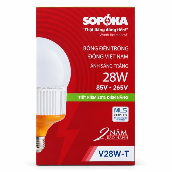 Bóng đèn Trống Đồng Việt Nam Sopoka V28W-T 28W ánh sáng trắng