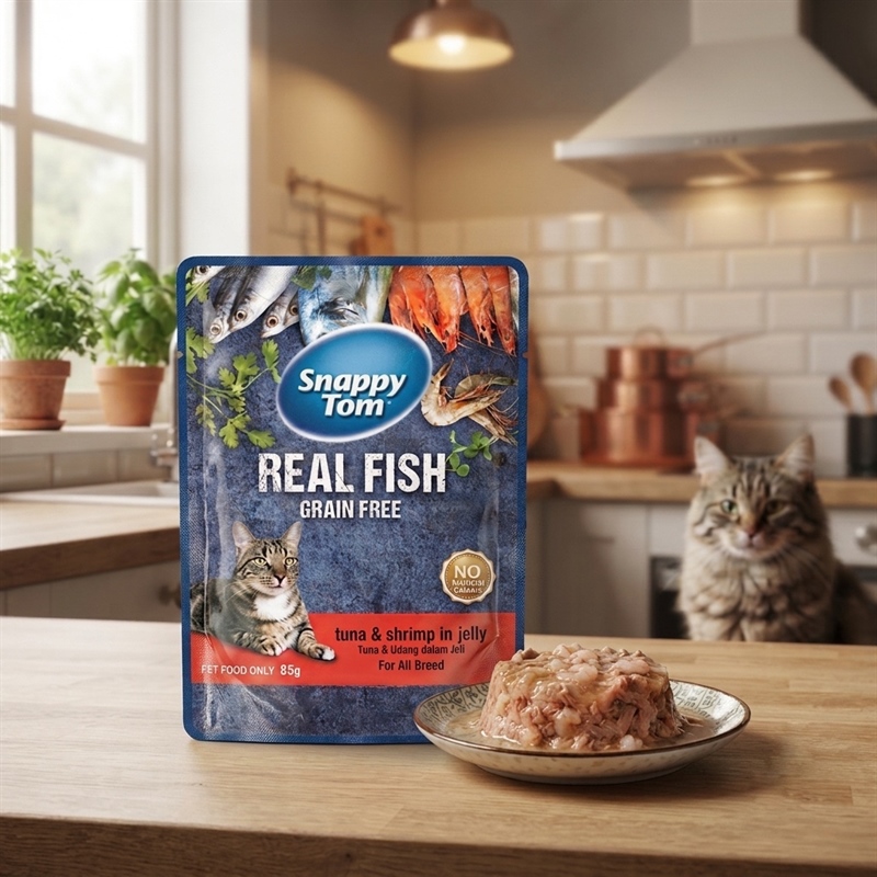 Pate Snappy Tom cho mèo vị Cá ngừ & Tôm Jelly 85g