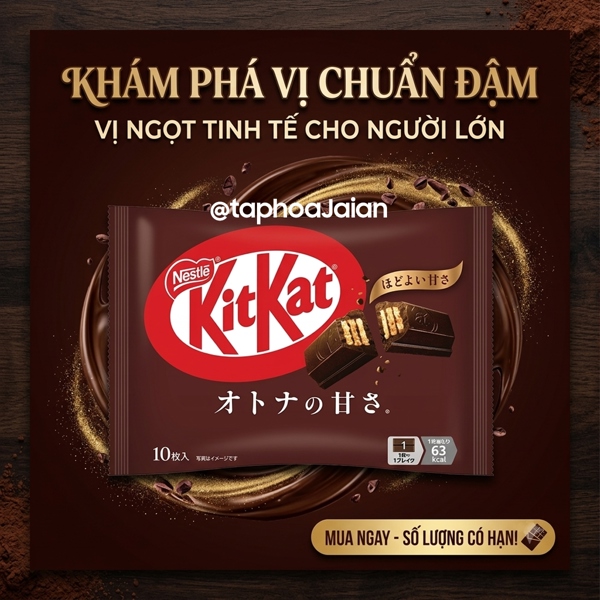 Bánh KitKat Nestle Mini Vị Socola Đen 113g (10 thanh)