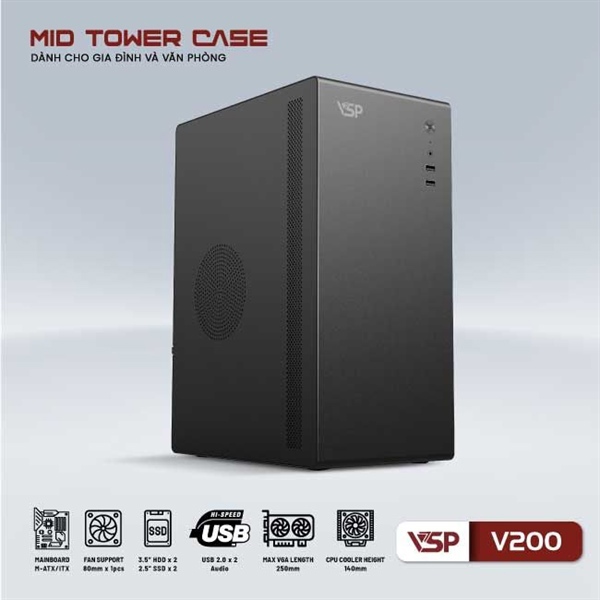 Cấu hình văn phòng: Ryzen 5 3400G/ A520/ Ram 8GB/ SSD 256GB/ Nguồn 300W/ Vỏ VSP V200 (TẶNG: Phím Rapoo NK1900 + Chuột Rapoo N100)
