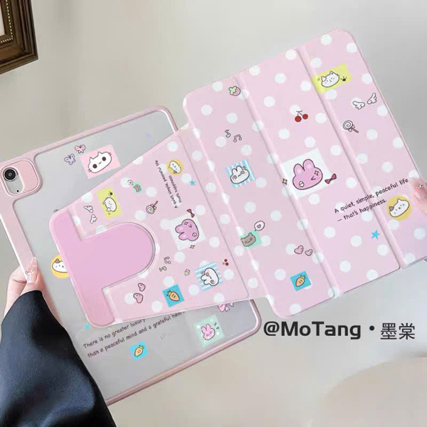 Case Ipad Hồng Chấm Bi Thỏ Hồng - Air 6/Pro 11 inch