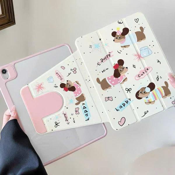 Case Ipad Trắng 3 Cún Nâu Puppy - Air 6/ Pro 11inch