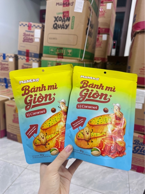 Bánh mì giòn vị Caramel - 100 gói/ 1 thùng