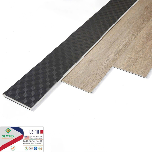SÀN NHỰA HÈM KHÓA GLOTEX 5MM (1224x153x4MM+1MM IXPE) - BI - US 111