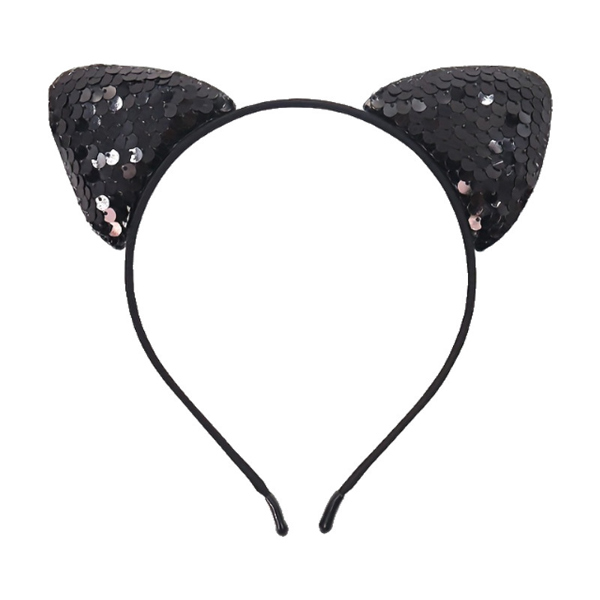 Bờm tai mèo Sequin Đen