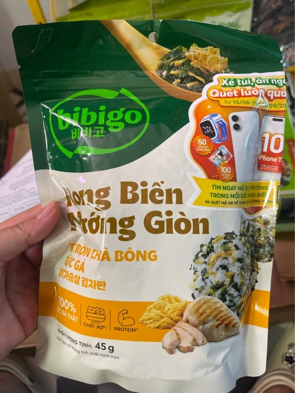 rong biển nướng trộn trà bông ức gà