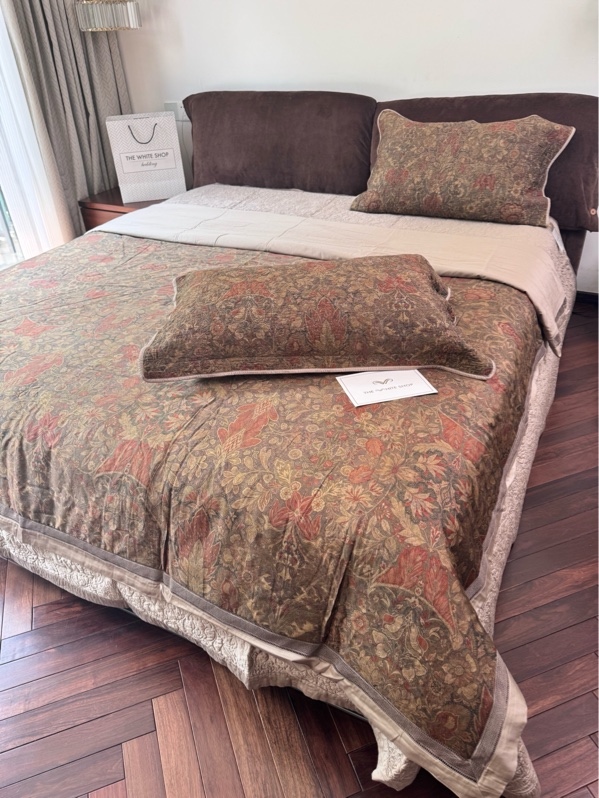 Bộ ga chần Vip "Thu Cẩm" | Cotton Tencel - Nâu rêu - LX46