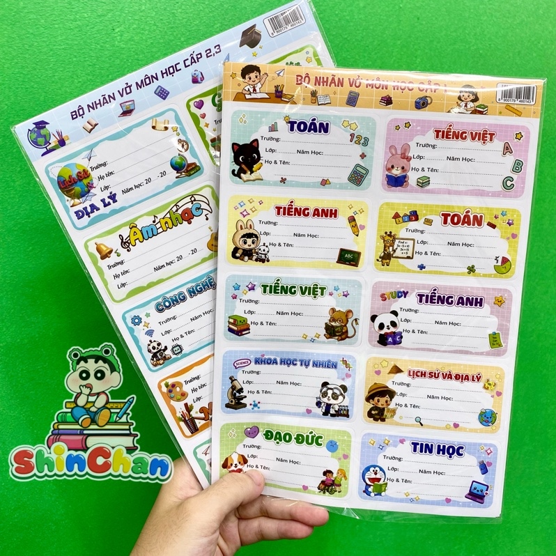 Tệp 4 tấm nhãn vở môn học