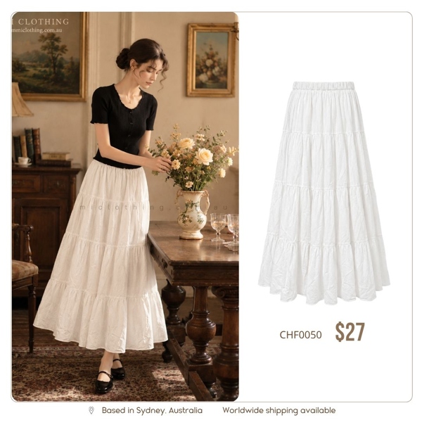 Floral Print Flared Midi Skirt Black