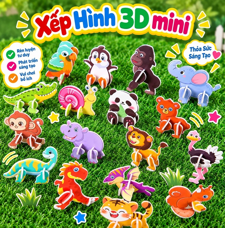 Xếp Hình 3D các hình dạng hoạt hình