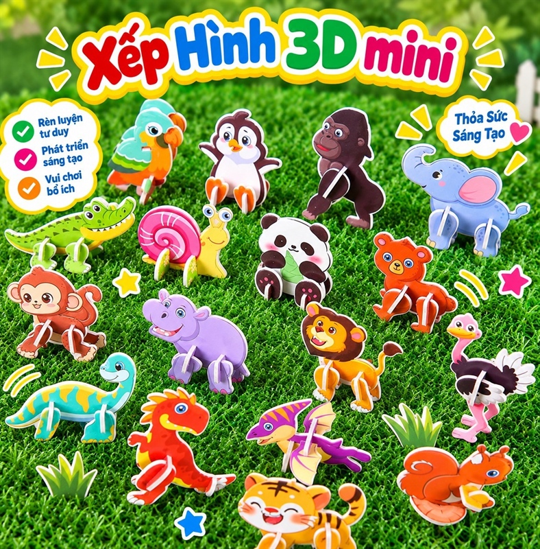 Ghép Hình 3D mini ( set 2 cái)