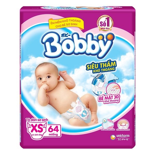 Tã dán Bobby siêu thoáng SizeNB 70M