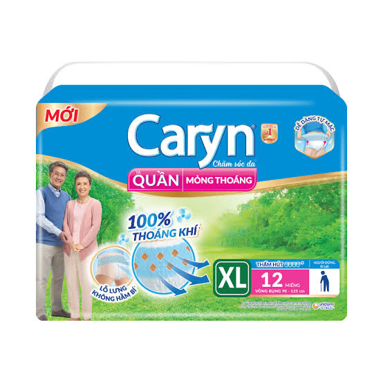 Tã quần Caryn mỏng thoáng sizeXL 12M