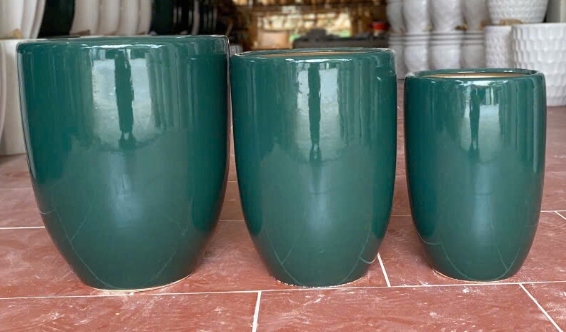 BỘ 3 CHẬU BOM XANH