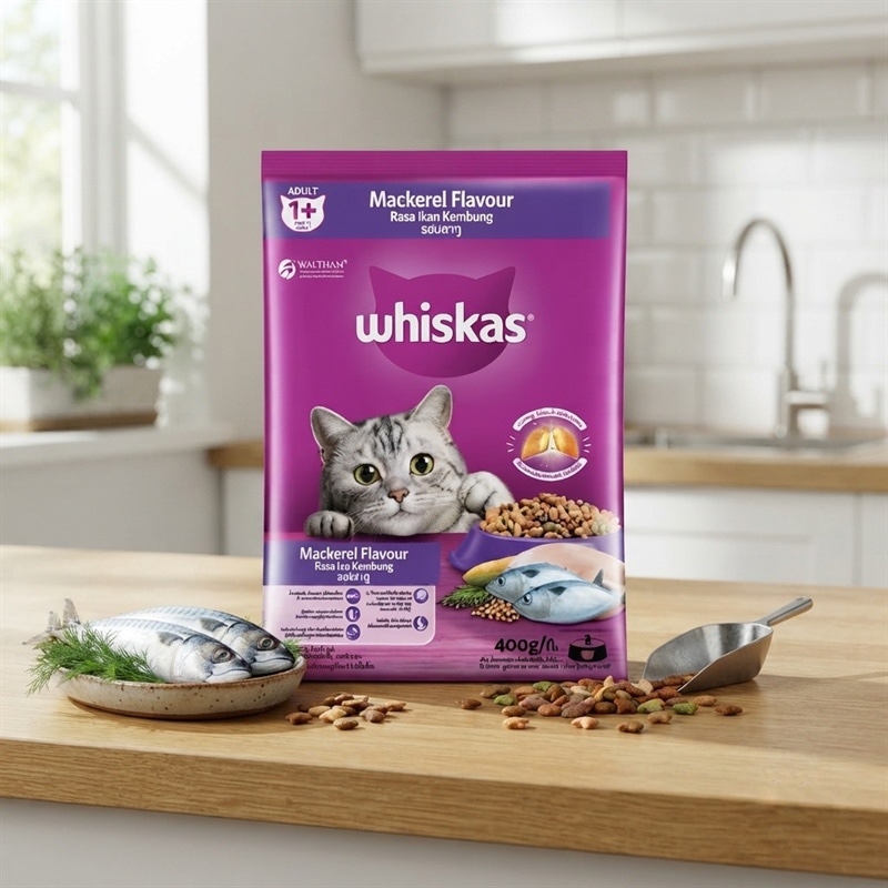 Hạt Whiskas Adult mèo lớn vị cá thu 400g