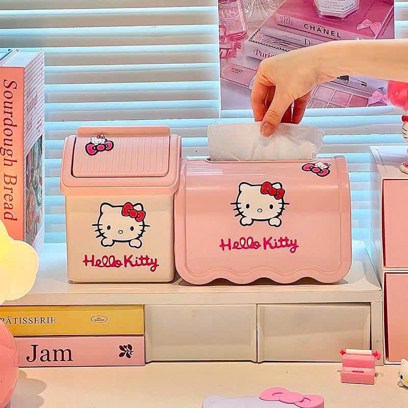 Set hộp giấy thùng rác kitty