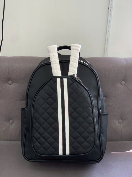Giền Pickleball - Balo Black Quilted Nylon Pickleball Backpack