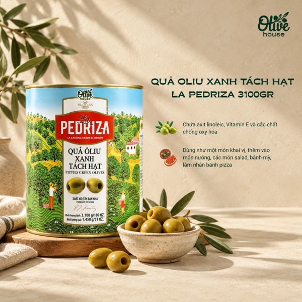 Quả Oliu xanh tách hạt hiệu La Pedriza 3100g