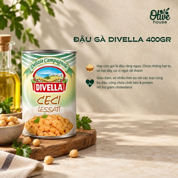 Đậu Ceci Lessati Divella 400g