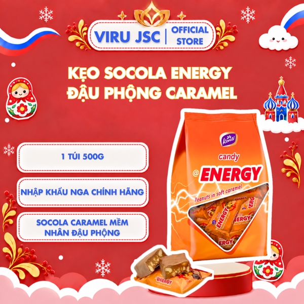 Kẹo Socola Energy Đậu Phộng Caramel Mềm – Túi 500g